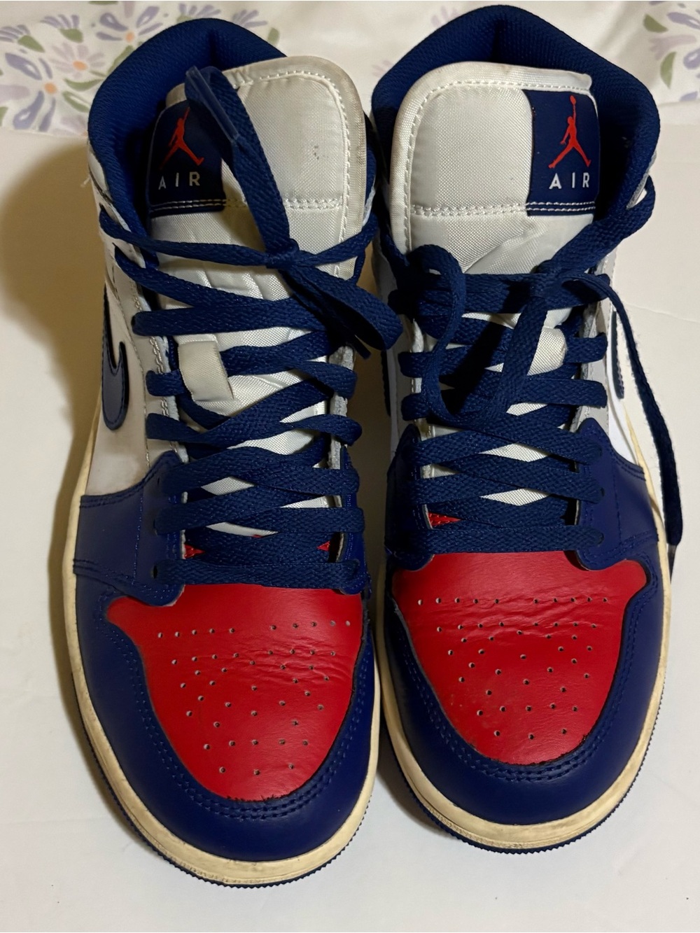 Jordan Men’s High-Top Sneakers - White/Navy/Red